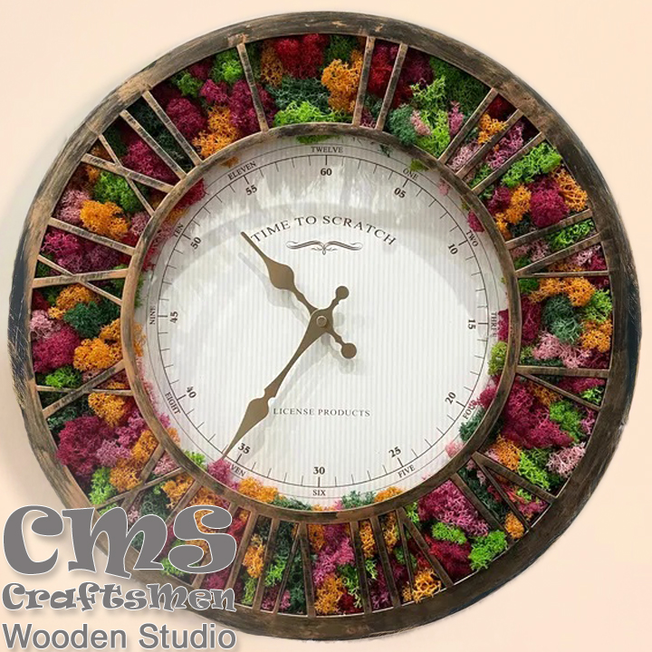 *Crafts Men Studio Стенен часовник със скандинавски мъх "Autumn"