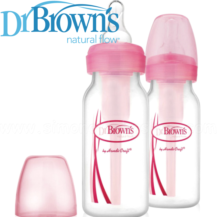 DrBrown's Narrow-Neck® Options Шишета за хранене 120ml. 2бр. Pink биберон №1 DrBrown's Narrow-Neck® Options Шишета за хранене 120ml. 2бр. Pink биберон №1