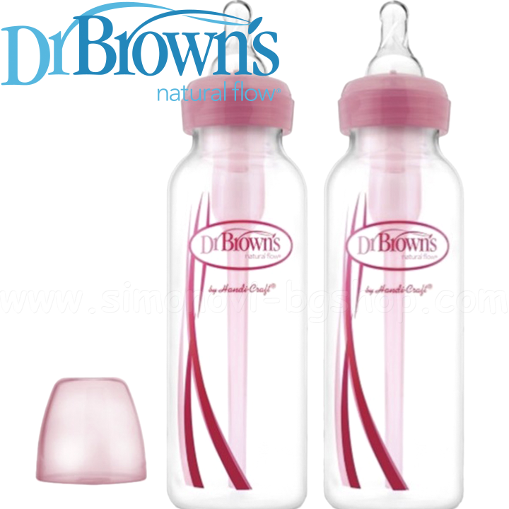 DrBrown's Narrow-Neck® Options Шишета за хранене 250ml. 2бр. Pink биберон №1 DrBrown's Narrow-Neck® Options Шишета за хранене 250ml. 2бр. Pink биберон №1