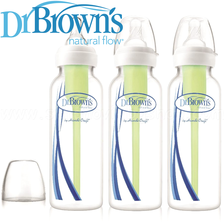 DrBrown's Narrow-Neck® Options Шишета за хранене 250ml. 3бр. биберон №1 DrBrown's Narrow-Neck® Options Шишета за хранене 250ml. 3бр. биберон №1