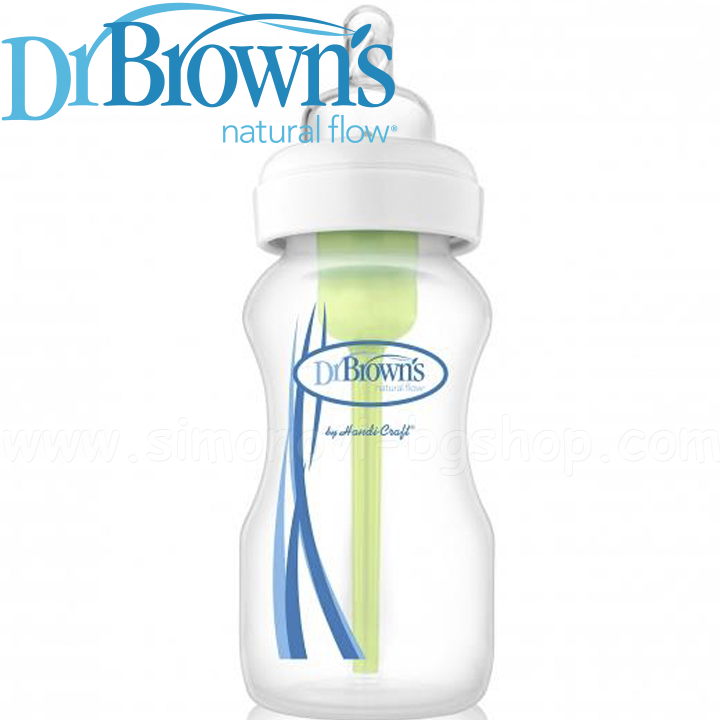 Dr. Brown's® Стъклена бутилка Options Wide-Neck.270 ml. - биберон размер 1 Dr. Brown's® Стъклена бутилка Options Wide-Neck.270 ml. - биберон размер 1