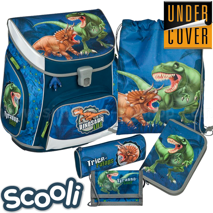 Undercoat Scooli Dinosaur Life Ergonomic backpack with accessories 27535