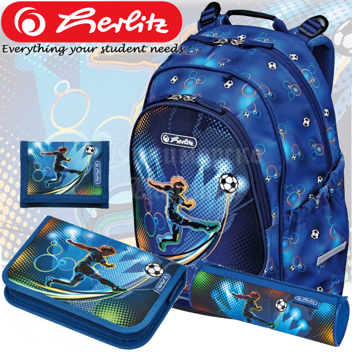 Ученическа раница за първи клас Herlitz Bliss Soccer с аксесоари 50008124 Ученическа раница за първи клас Herlitz Bliss Soccer с аксесоари 50008124