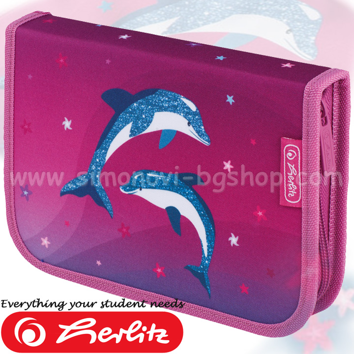 * 2015 Herlitz Flexi Girls Pencil Case - empty Dolphin Love