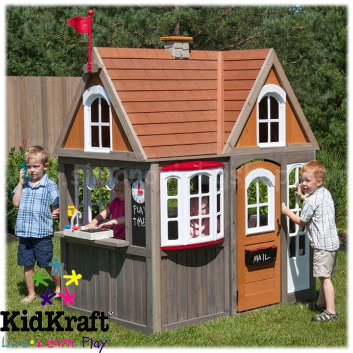 KidKraft Children's Wooden Playhouse Greystone Cottage 280093