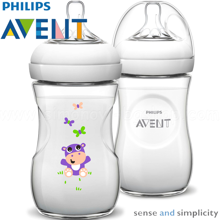 *Philips AVENT Natural    PP Hippo 260 ml. 1m + Slow SCF627/22