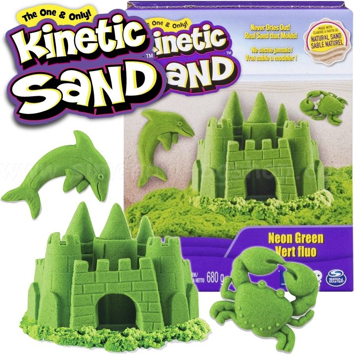 **Kinetic Sand Кинетичен пясък 680гр. Neon Green 6037535 **Kinetic Sand Кинетичен пясък 680гр. Neon Green 6037535