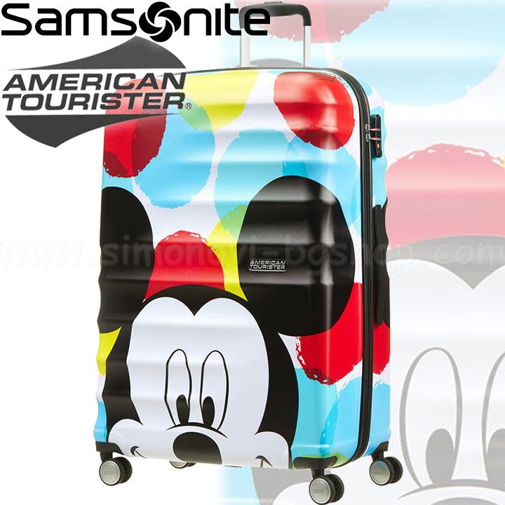 Samsonite Disney Wavebreaker Детски куфар 77 см. Mickey Close-Up American Touris Samsonite Disney Wavebreaker Детски куфар 77 см. Mickey Close-Up American Touris
