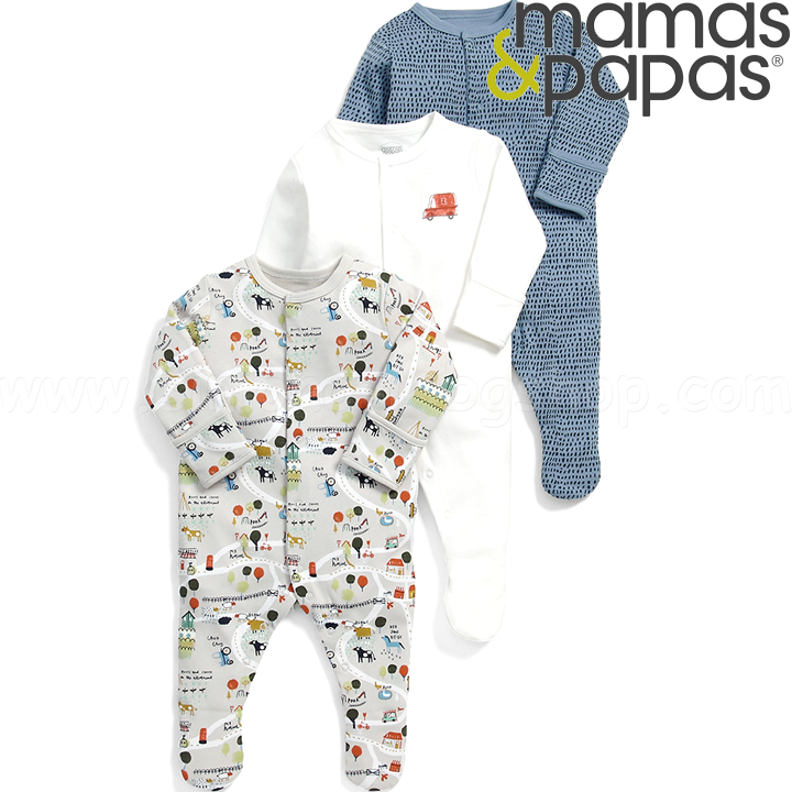 Mamas & Papas Бебешки гащеризон 3бр. с къщички и коли 000024 Mamas & Papas Бебешки гащеризон 3бр. с къщички и коли 000024