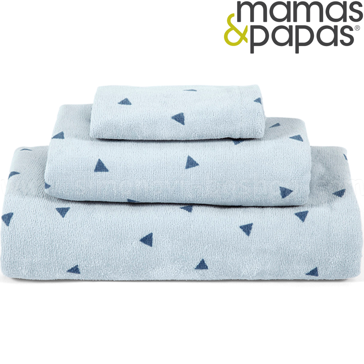 Mamas & Papas Towel Set 3pcs. Blue Front 5601B8400 Mamas & Papas Towel Set 3pcs. Blue Front 5601B8400
