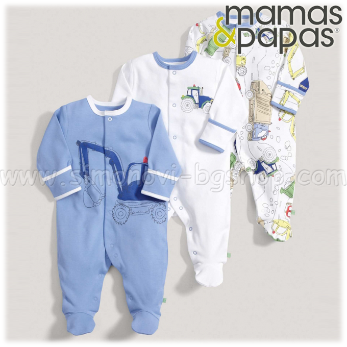 2014 Mamas & Papas Boys romper 1pc Trucks Blue S922R34B1
