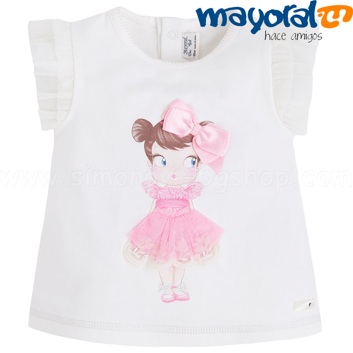 * Mayoral Girls Baby T-shirt with a white ribbon in 1032