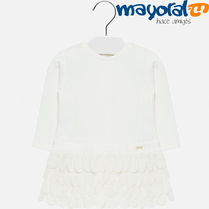 Mayoral Girls Baby Dress with free cut in white 15761 Mayoral Girls Baby Dress with free cut in white 15761