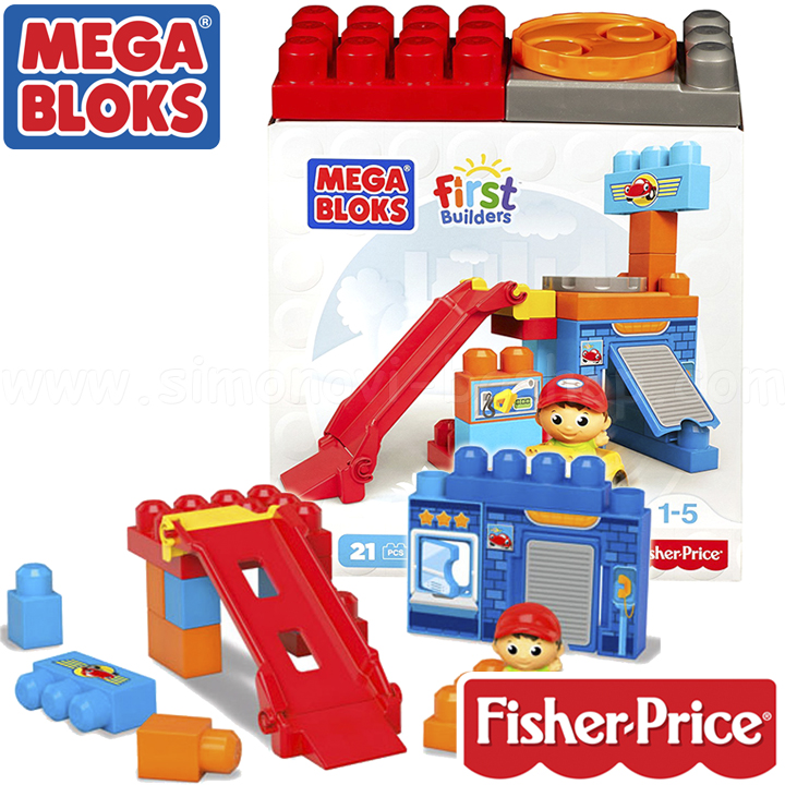 *Fisher Price Mega Bloks Първи строители - Игрален комплект Гараж с бензин DKX87 *Fisher Price Mega Bloks Първи строители - Игрален комплект Гараж с бензин DKX87