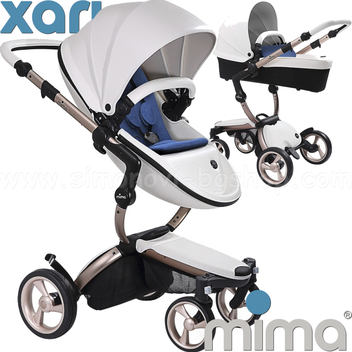 Mima Baby stroller Xari Snow White  Gold Denim blue