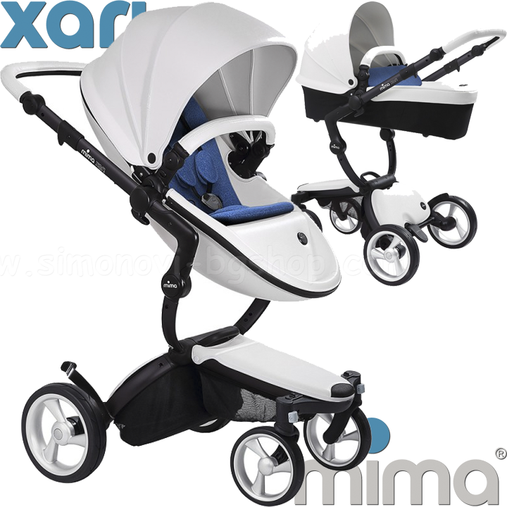 Mima Baby stroller Xari Snow White Black Denim Blue