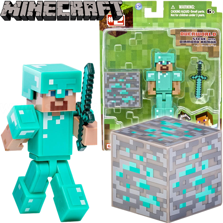 Minecraft Базова фигурка Steve с Diamond Armor 16504 Minecraft Базова фигурка Steve с Diamond Armor 16504
