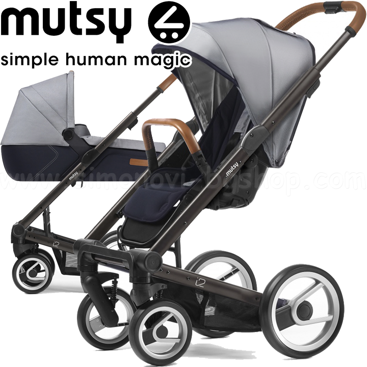 Mutsy Комбинирана количка 2в1 i2 Urban Nomad Black Brown White & Blue Mutsy Комбинирана количка 2в1 i2 Urban Nomad Black Brown White & Blue