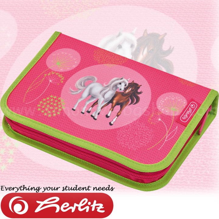 Herlitz Smart Spring Horses Ученически несесер с 17 аксесоара Herlitz Smart Spring Horses Ученически несесер с 17 аксесоара