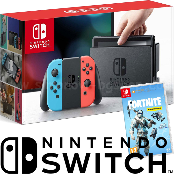 Nintendo Switch Red & Blue Joy-Con    Fortnite Deep Freeze Bundle