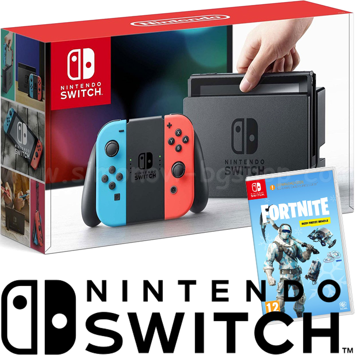 Comandă Nintendo Red & Blue Joy-Con Consola de joc Fortnite Deep Freeze Bun