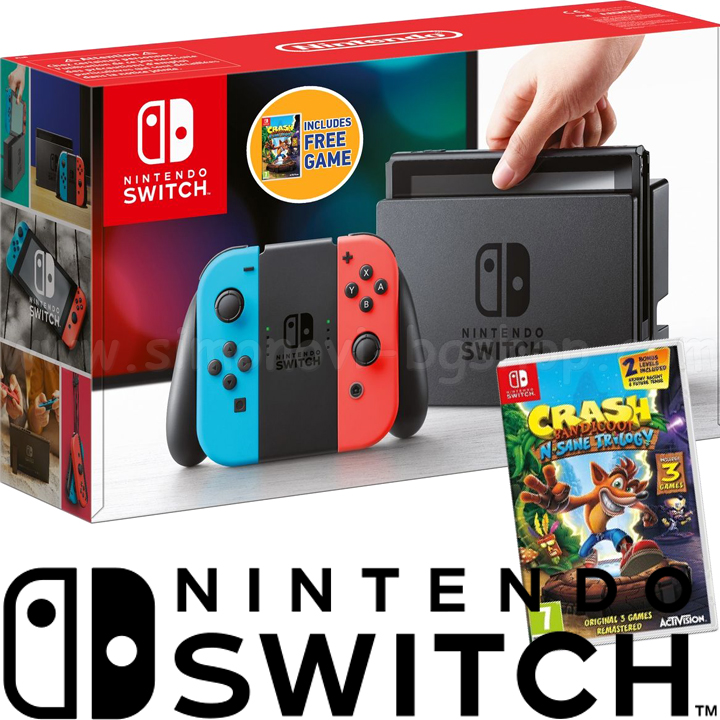 Nintendo Switch Red & Blue Joy-Con    Crash Bandicoot N.Sane Trilogy