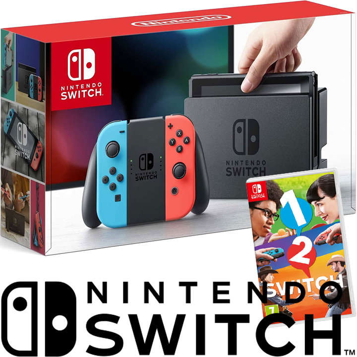 Nintendo Switch Red & Blue Joy-Con    1-2 Switch Bundle
