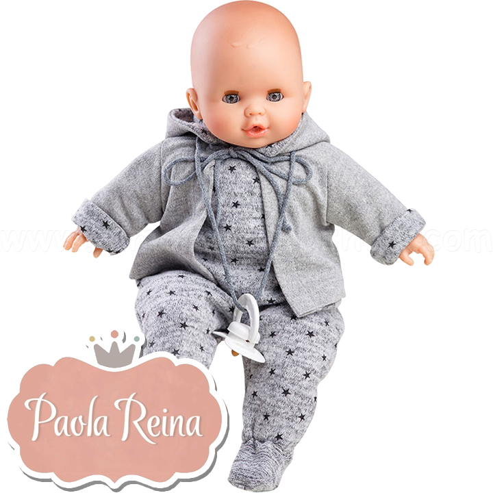 Paola Reina Alex & Sonia Дизайнерско бебе в сиво с меко тяло Alex 08016 Paola Reina Alex & Sonia Дизайнерско бебе в сиво с меко тяло Alex 08016
