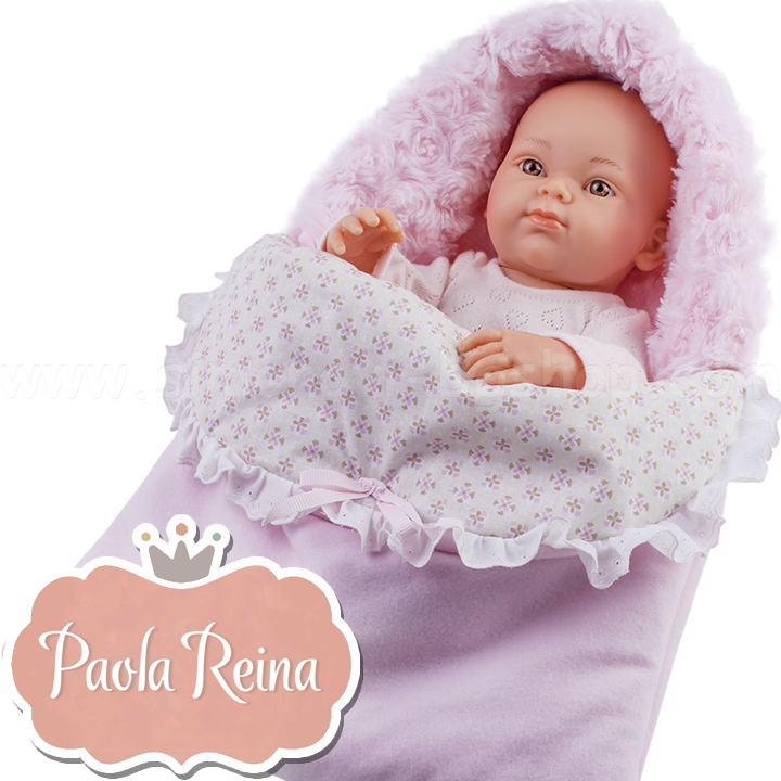 Paola Reina Дизайнерско бебе в розово с меко тяло и чувалче 05105 Paola Reina Дизайнерско бебе в розово с меко тяло и чувалче 05105