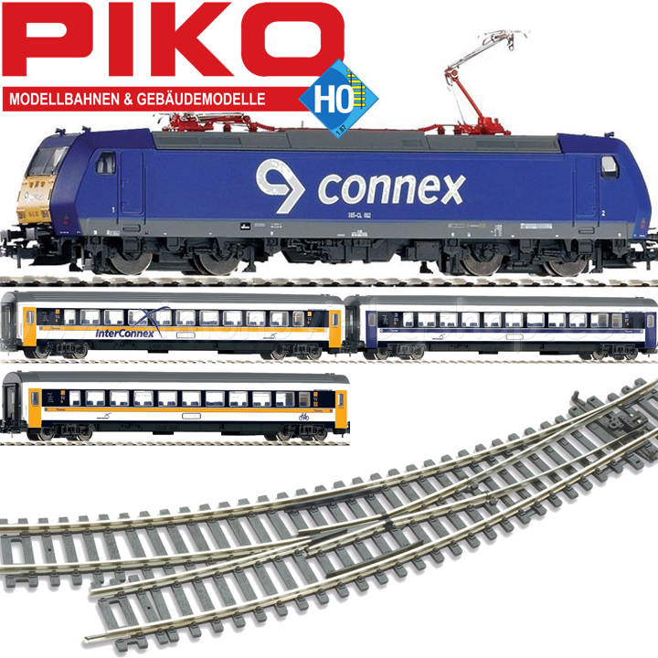 Piko H0 Комплект пътнически влак с електрически локомотив BR 185 и три вагона Piko H0 Комплект пътнически влак с електрически локомотив BR 185 и три вагона