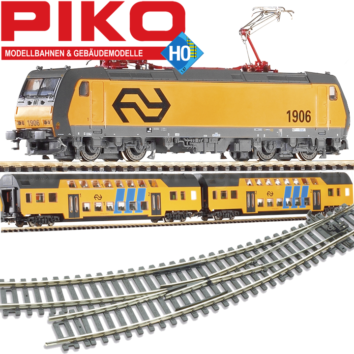 Piko H0 Комплект пътнически влак с електрически локомотив BR 185 NS и два вагона Piko H0 Комплект пътнически влак с електрически локомотив BR 185 NS и два вагона