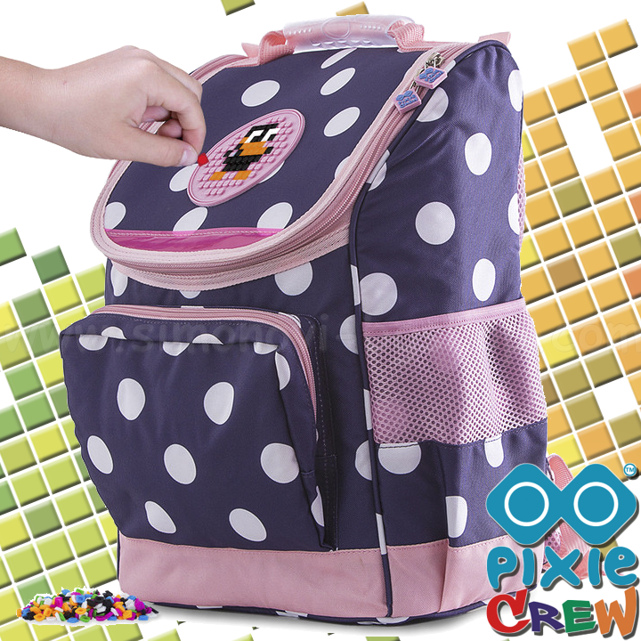 * Pixie Crew School backpack with panel Pink / White Dots PXB-22-84