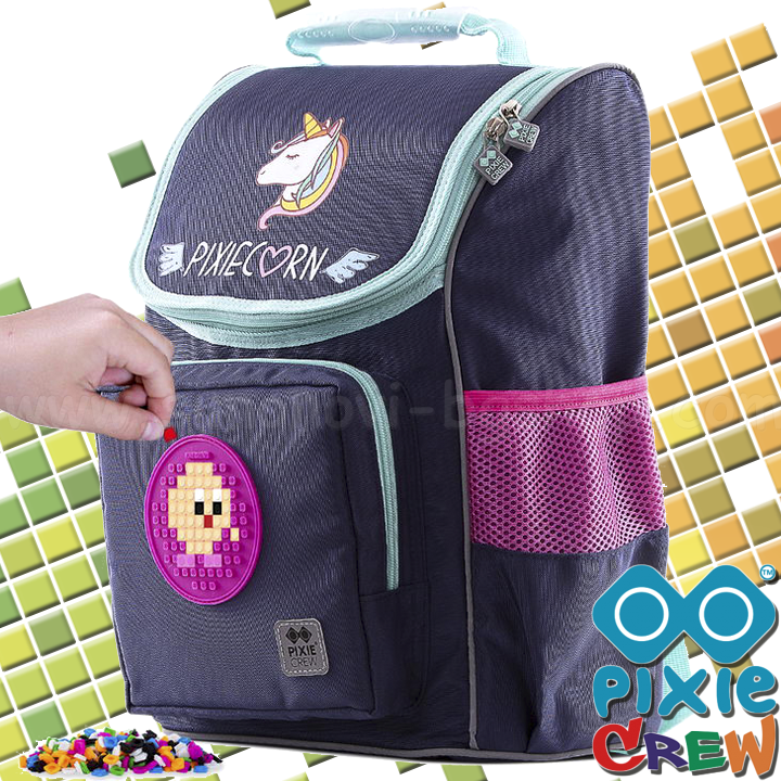 * Pixie Crew School backpack with panel Navy UnicornPXB-22-9