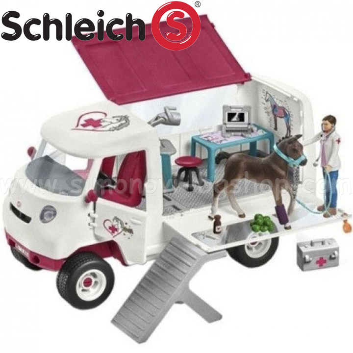 Schleich Pets - Mobile veterinarian with Hanoverian horse 42370-01385