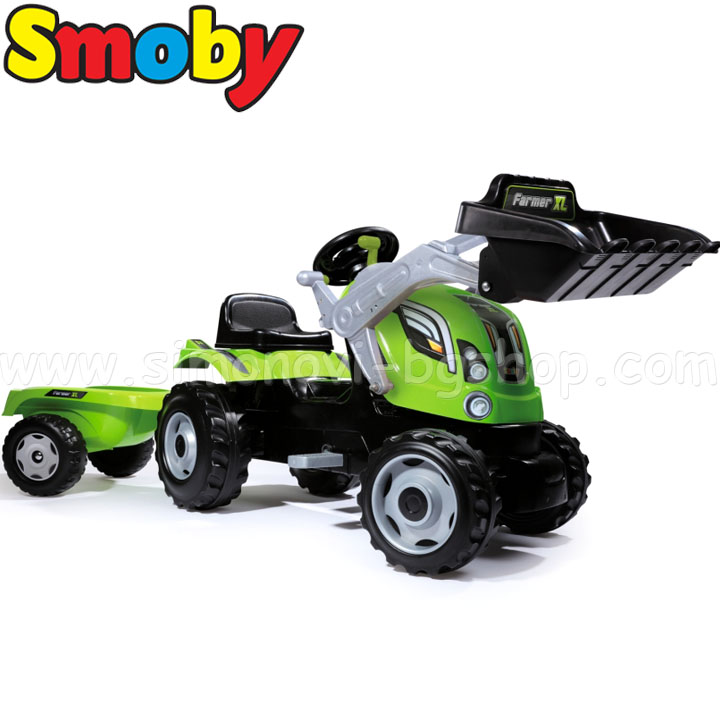 Smoby Tractor cu pedală, remorcă și încărcător Far