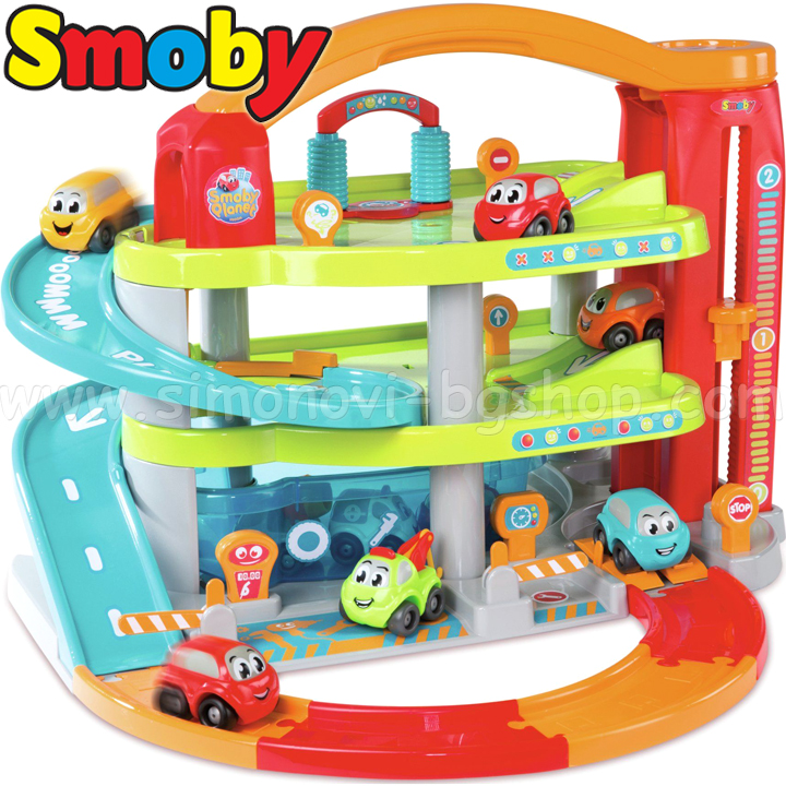 Smoby Голям гараж с количка Vroom Planet 7600120401 Smoby Голям гараж с количка Vroom Planet 7600120401