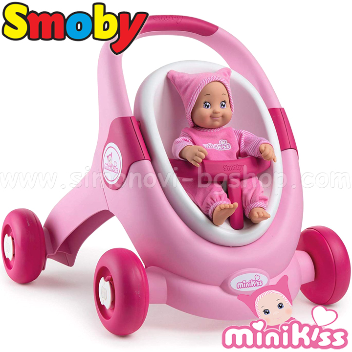 Smoby Mini Kiss Проходилка за бутане 3в1 Pink 210205 Smoby Mini Kiss Проходилка за бутане 3в1 Pink 210205