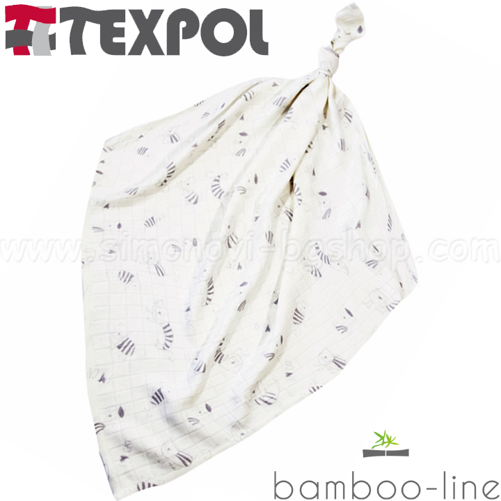 Texpol Bamboo-line Бамбукова пелена Котки 120/120см. бяла 20873 Texpol Bamboo-line Бамбукова пелена Котки 120/120см. бяла 20873