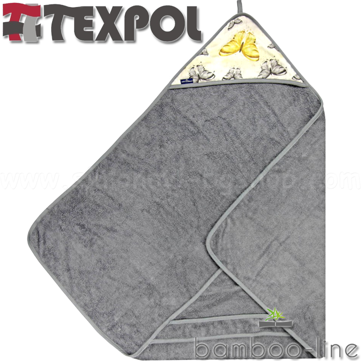 Texpol - Bamboo-line Бебешка хавлия с качулка Пеперуди 85/85см. 22432 Texpol - Bamboo-line Бебешка хавлия с качулка Пеперуди 85/85см. 22432