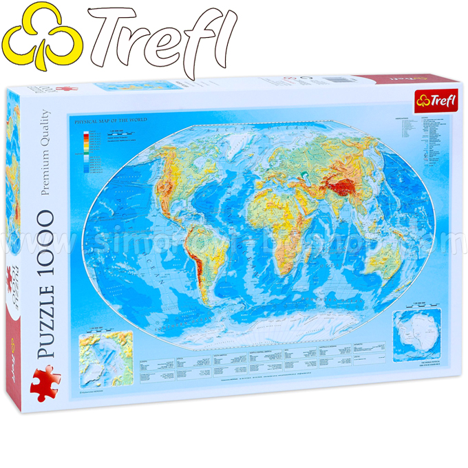 Trefl Premium Quality Puzzle 1000h. "Physical map of the world" 10463