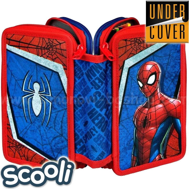 *UnderCover Scooli Spiderman Пълен несесер с 3 ципа 28110 *UnderCover Scooli Spiderman Пълен несесер с 3 ципа 28110