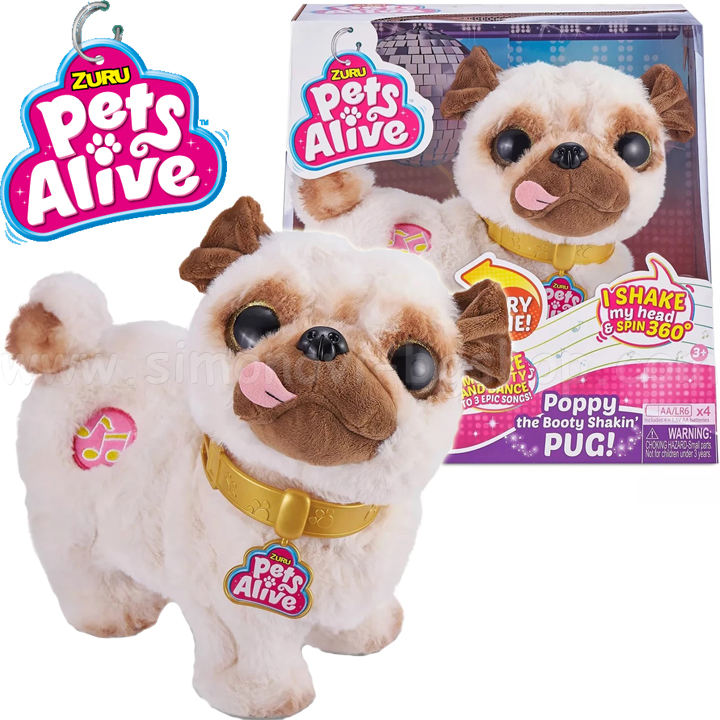Zuru Pets Alive Cățeluș pug dansator interactiv Poppy 9521