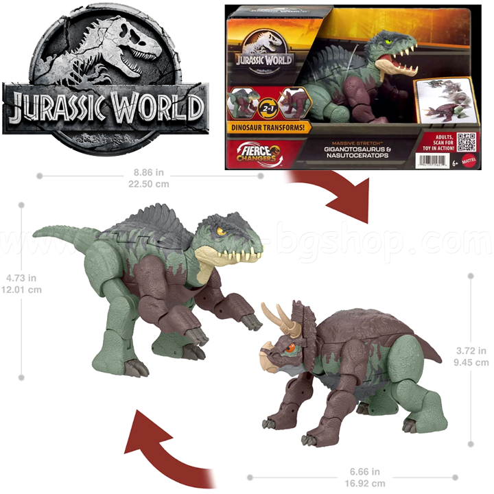* 2023 Jurassic World Fierce Changers™  Giganotosaurus & Nasutoceratops HPD34