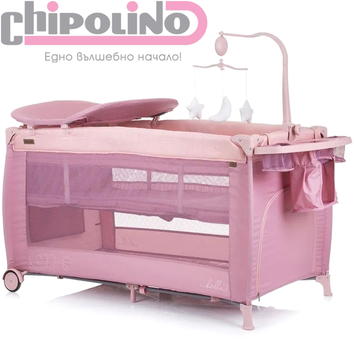 Chipolino Tarc portabil pe 2 nivele Bella/Bella Rose WaterKOSIB0234RW