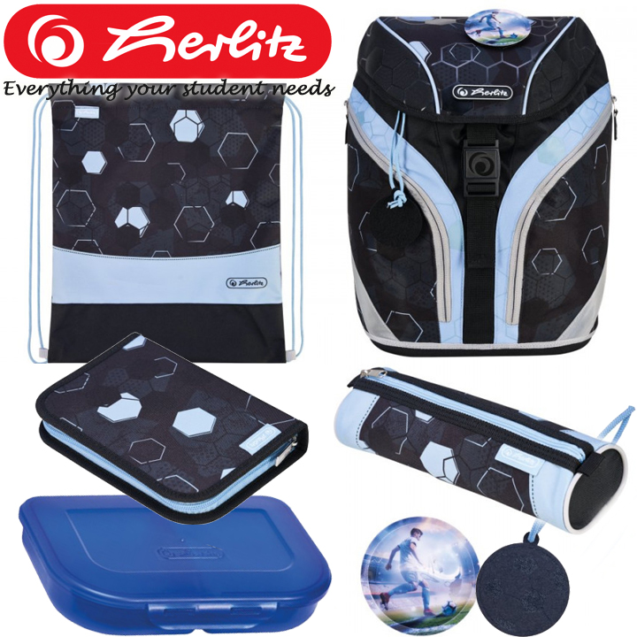 Herlitz SoftLight Plus Ergonomic backpack with accessories GreenLine Cyber Socce