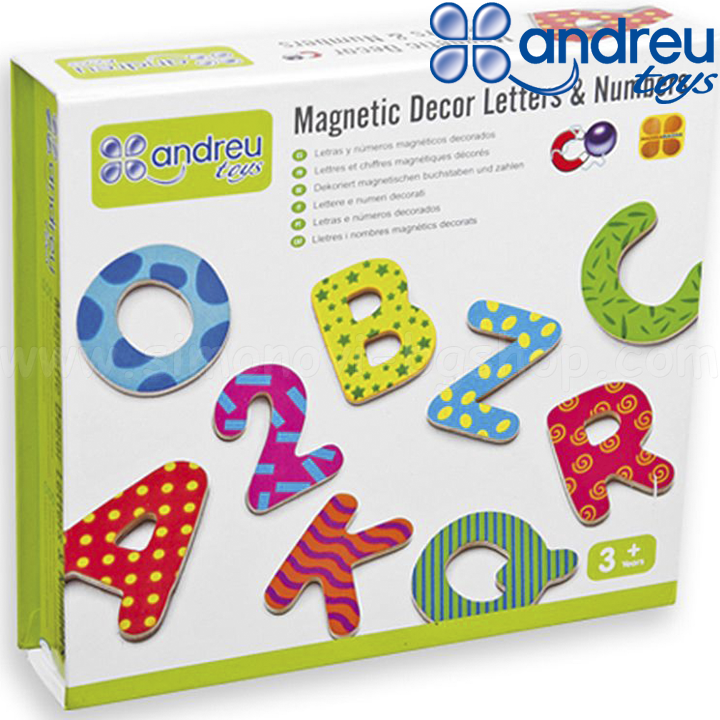 Andreu Toys - Magnetic letters and numbers, decorated 16058