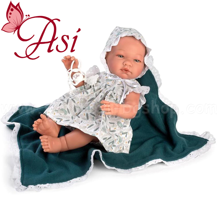 * Asi Baby doll Maria with dress and blanket in green 43cm. 0365730