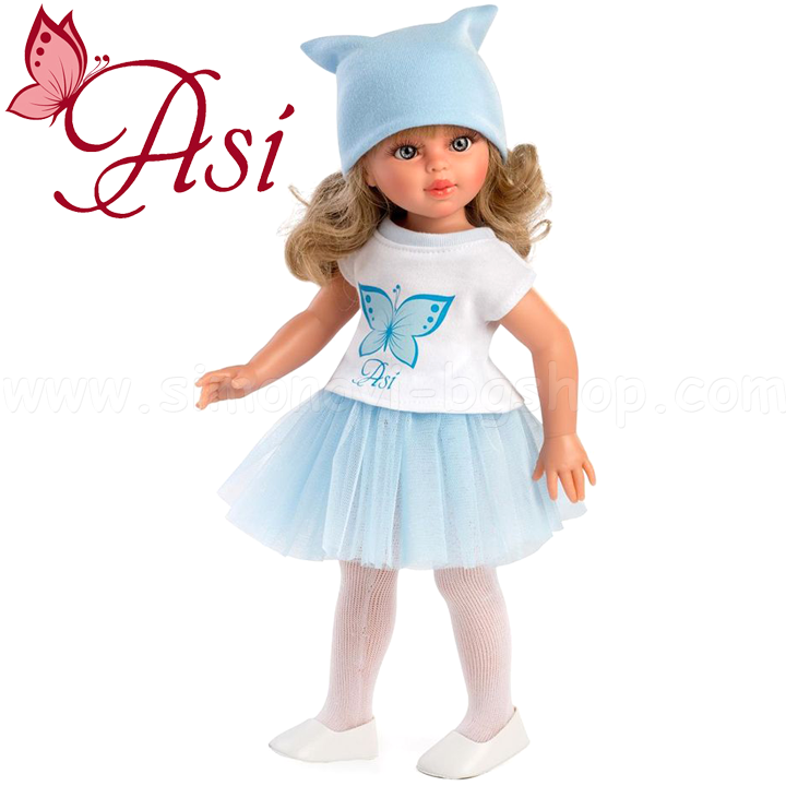 * Asi Doll Sabrina with white T-shirt and blue skirt 0515510