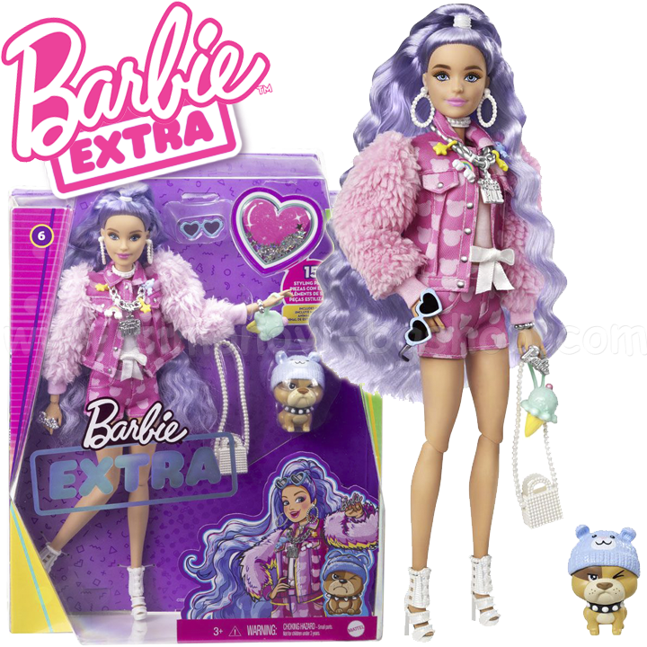 * Păpușa Barbie Extra Barbie cu animal de companie și accesorii