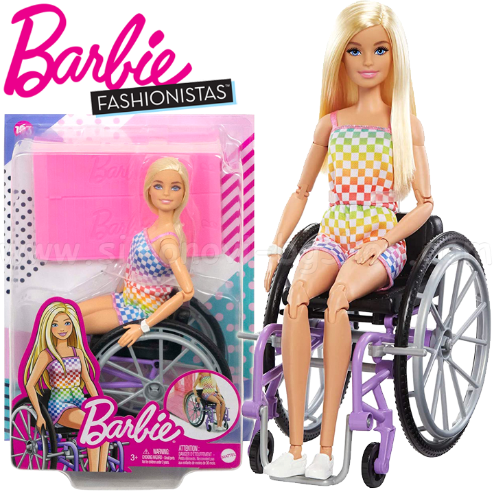 Papusa Barbie Fashionistas Barbie cu scaun cu rotile HJT13 #103